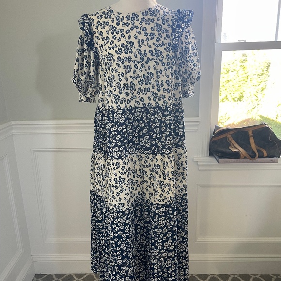 ENGISH FACTORY FLORAL COLOR BLOCK MIDI DRESS SIZE S! - Picture 6 of 9